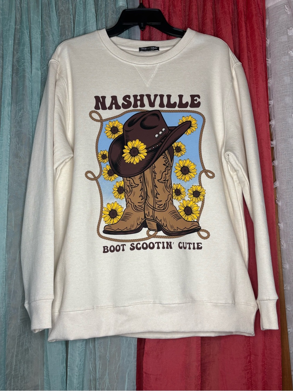Nashville Boot Scootin' Cutie Cream Graphic Sweatshirt - Women's